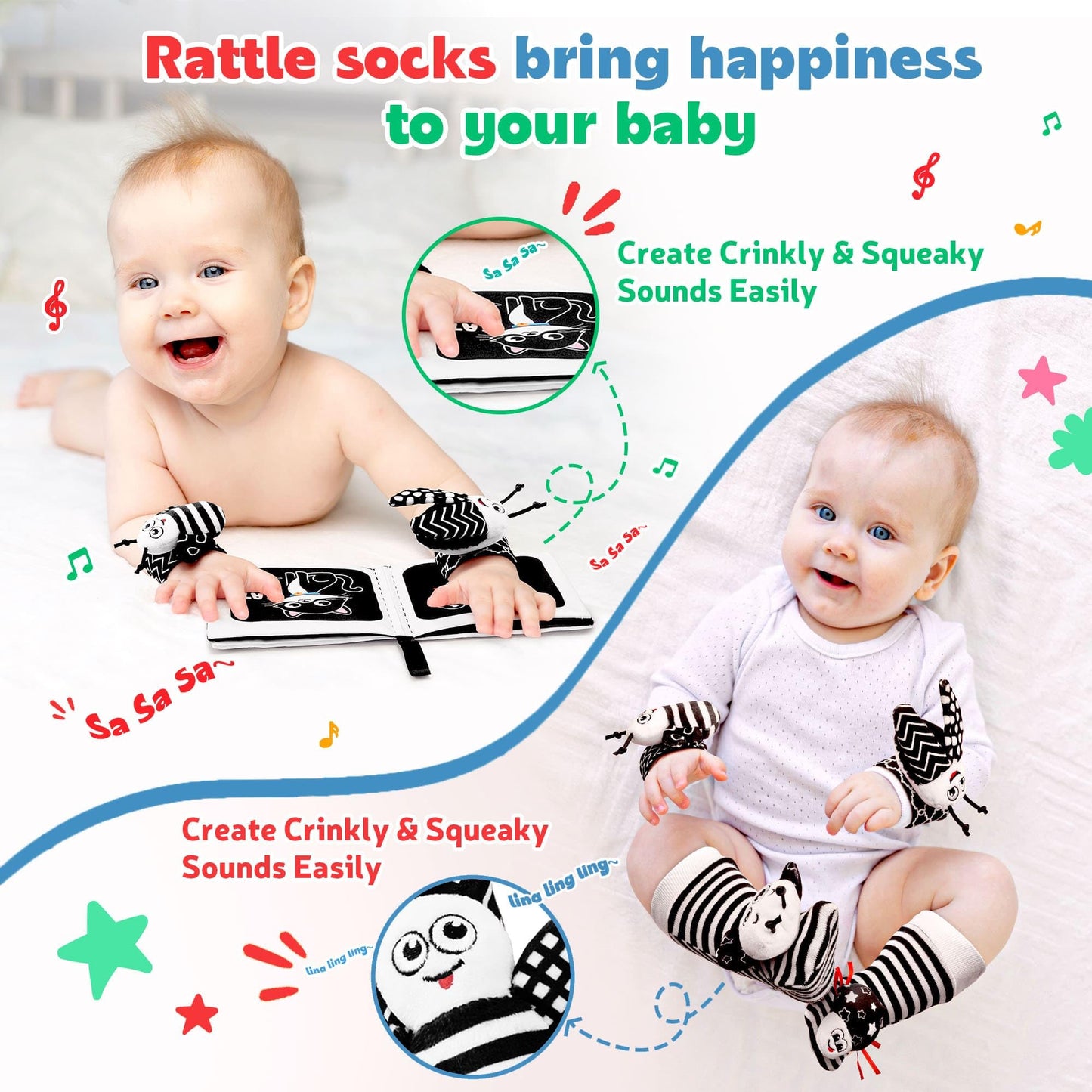 Baby Rattles 0-6 Months: Baby Toys Baby Essentials Rattles for Babies 6-12 Months Infant Toys 0-3 Months Newborn Toys Wrist Rattle Socks - Newborn Essentials Must Haves Gifts for Girl Boy