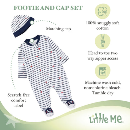 Little Me Clothes for Baby Girls' 100% Cotton Scratch-Free Tag Footie Sleeper, Preemie to 9 Months