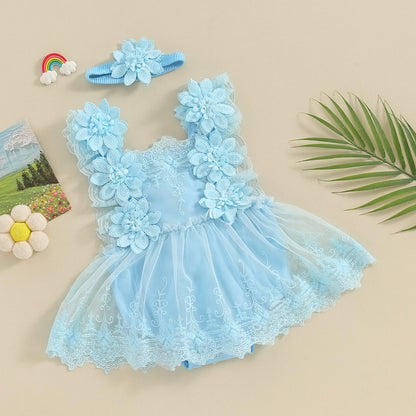 Mubineo Baby Girl Summer Clothes Lace Romper Skirt Dress Princess Outfits Sleeveless Flower Newborn Outfit
