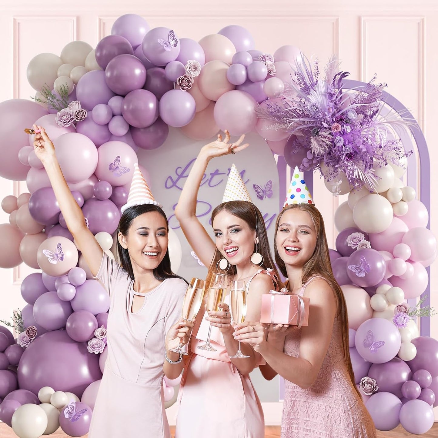 Pink and Purple Balloon Arch Kit with Dusty Pastel Purple Pink Sand White Balloons for Baby Bridal Shower Wedding Gender Reveal Birthday Party Decorations