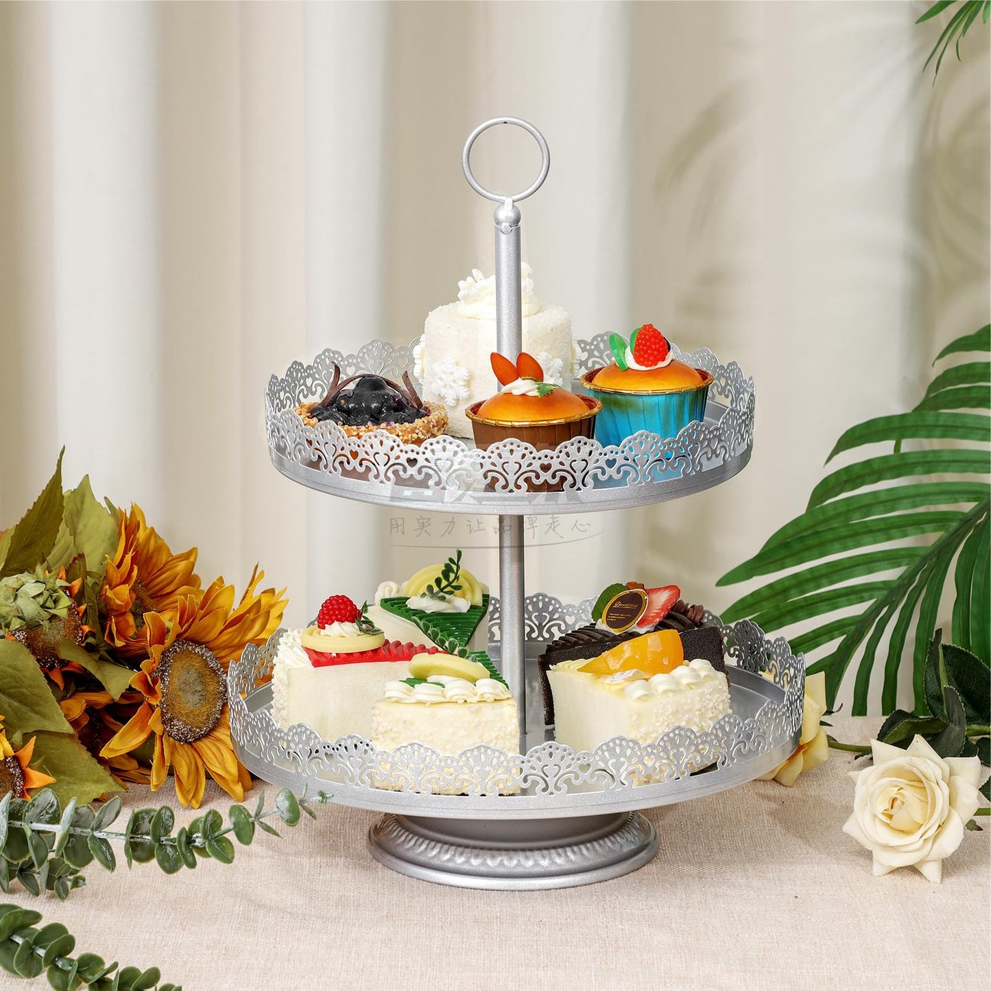 ZUMELER Gold 5Pcs Cake Stands Set Metal Round Cupcake Holder Cookies Dessert Display Plate Serving Tower Tray Platter with Handl for Baby Shower Wedding Birthday Party Celebration