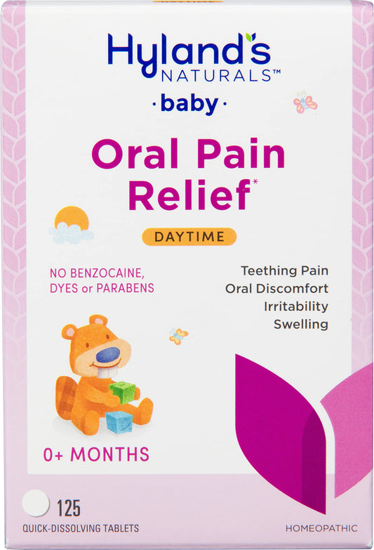 Hyland's Baby Daytime Soothing Tablets with Chamomilla, Natural Relief of Oral Discomfort, Irritability, and Swelling, (Pack of 1, 125 Count Total)