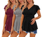Ekouaer Maternity Shirts 3 Packs Flying Short Sleeve Nursing Tops Pregnancy Clothes