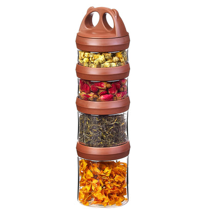 SELEWARE Portable Stackable Food Storage Containers for Snacks Formula Powder and Drinks Twist Lock System Airtight Leak-proof BPA and Phthalate Free 4 Piece Jars 31oz Blue