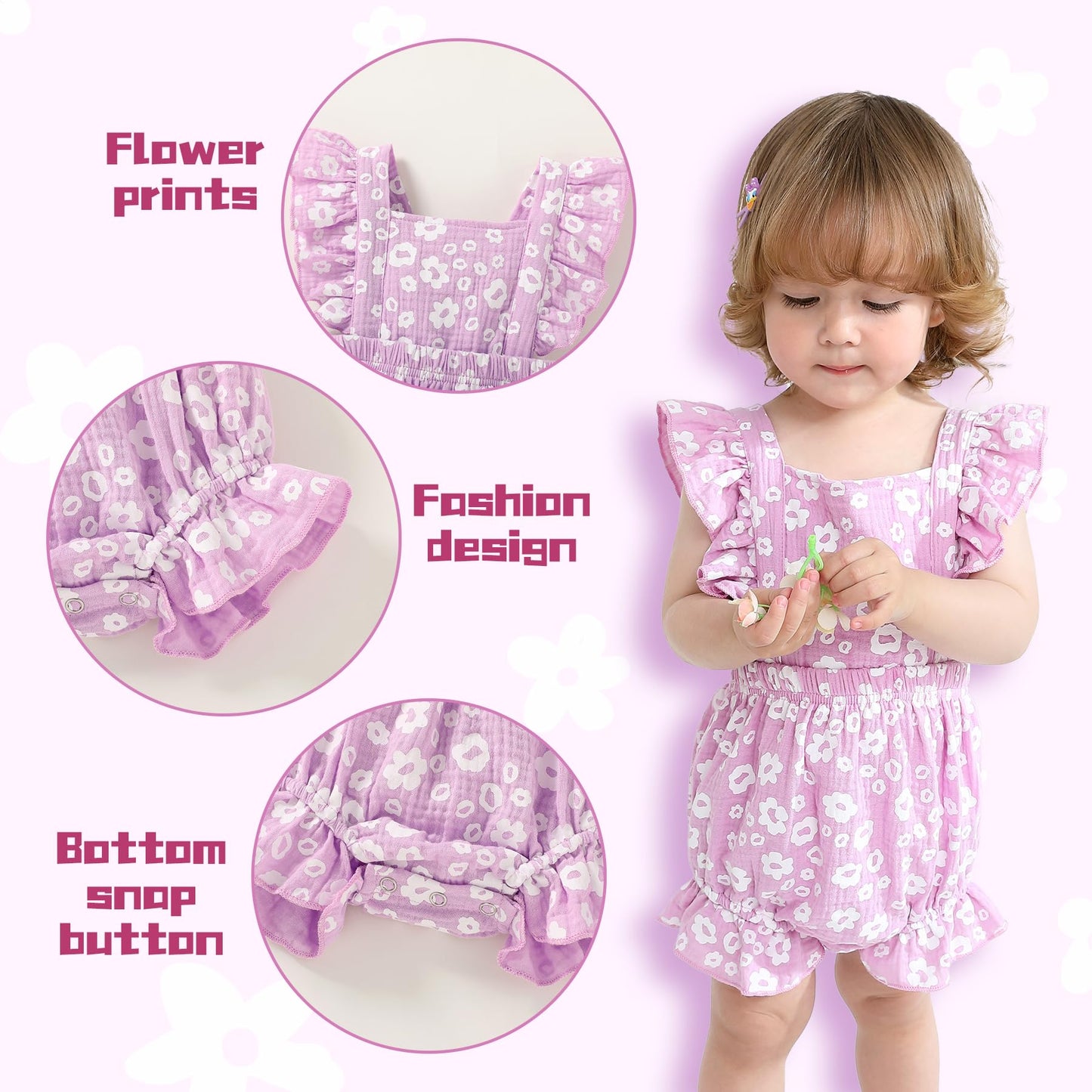 Happy Town Newborn Baby Girl Clothes Infant Summer Romper Sleeveless Floral Cute Outfits One Piece Jumpsuit Bodysuit