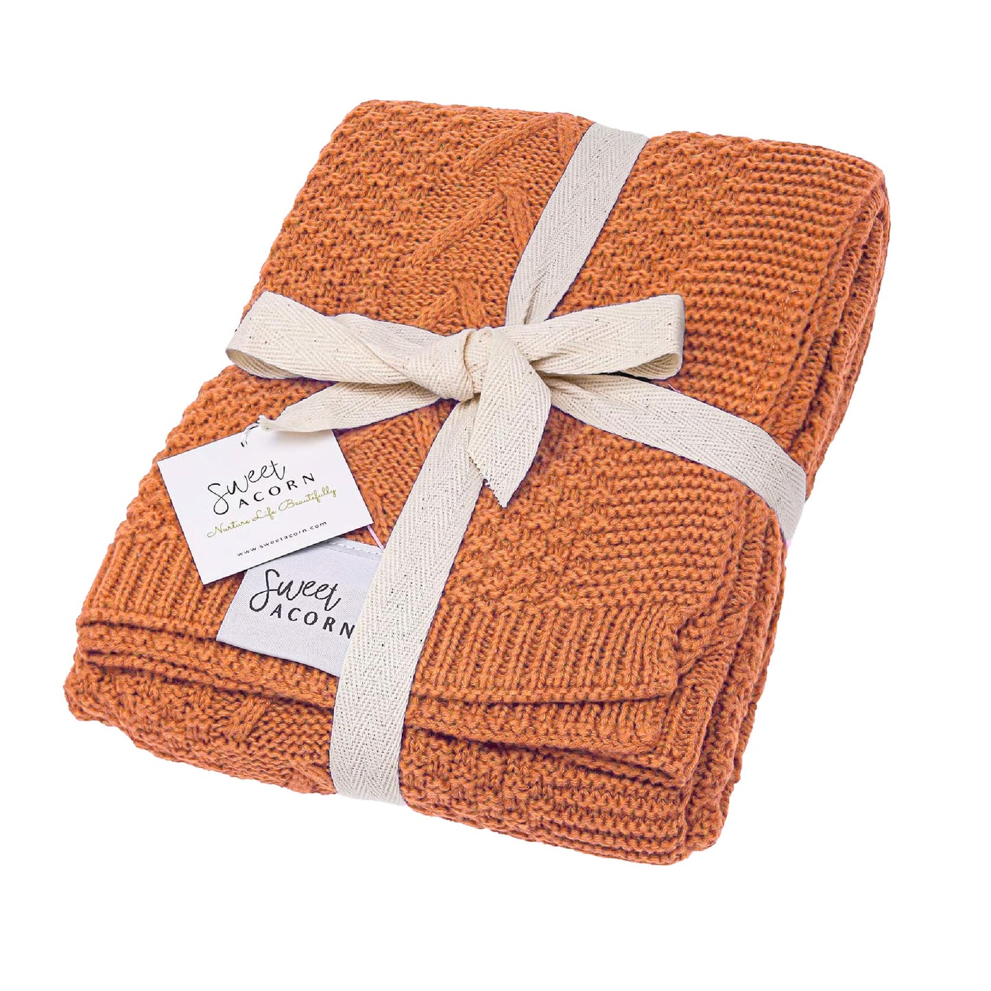 Knit Baby Blanket in Elegant Pattern, Organic Cotton Blankets for Crib or Stroller, Receiving Blankets - Salt White
