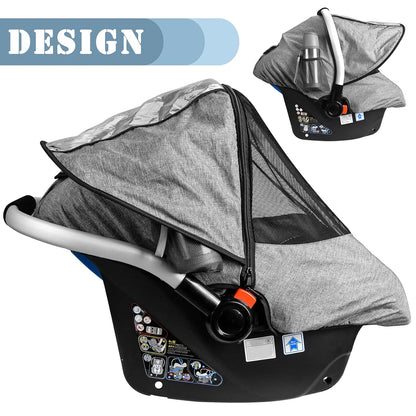 Car Seat Rain Cover,Food Grade EVA,Universal Car Seat Rain Weather Shields,Waterproof, Windproof Protection,Rain Cover Features Quick-Access Zipper Door+Ventilated Mesh Window for Insect Protection