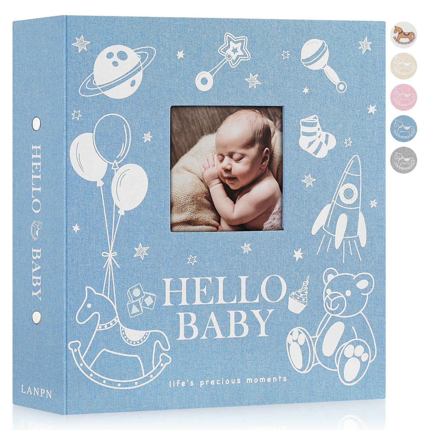 Lanpn Baby Photo Album 4x6 300 Pockets, Linen Newborn Bebe Ultrasound Photo Album with Memo Writing Area, Cover Photo Book, Picture Album for kids, Baby Girl Boy Memory Book Keepsake Colorful