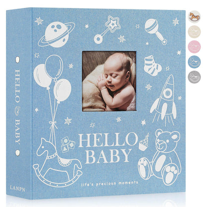 Lanpn Baby Photo Album 4x6 300 Pockets, Linen Newborn Bebe Ultrasound Photo Album with Memo Writing Area, Cover Photo Book, Picture Album for kids, Baby Girl Boy Memory Book Keepsake Colorful
