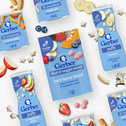 Gerber Baby Snacks Puffs Variety Pack, Banana & Strawberry Apple, 1.48 Ounce - 2 count of four packs, Package may vary, 1.48 Ounce (Pack of 8)
