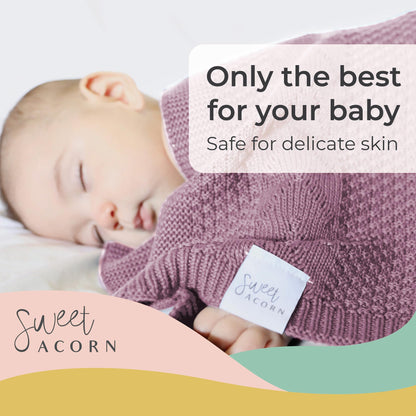 Knit Baby Blanket in Elegant Pattern, Organic Cotton Blankets for Crib or Stroller, Receiving Blankets - Salt White