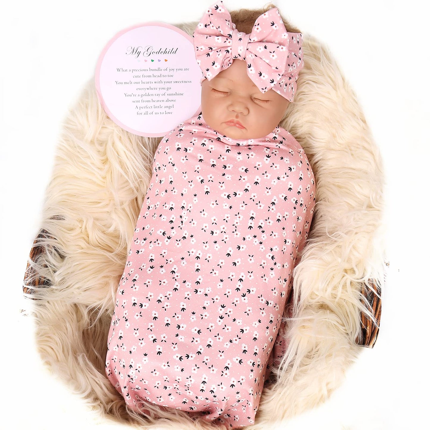 Galabloomer Newborn Receiving Blanket Headband Set Baby Flower Swaddle (vintage flower)