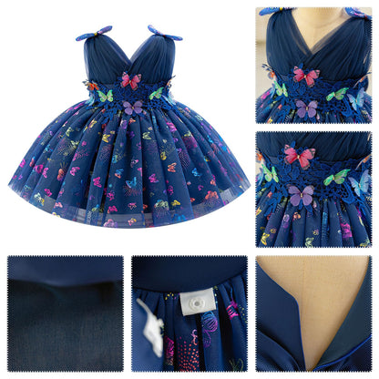 IDOPIP Toddler Baby Girls Shiny Butterfly Tutu Dress Princess Birthday Party Pageant Flower Girl Wedding V-Backless Dresses