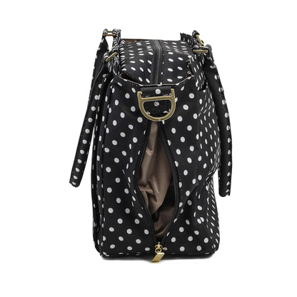 JuJuBe Be Classy Structured Multi-Functional Multi-Functional Diaper Bag/Purse, Legacy Collection - The Duchess - Black with White Polka Dots