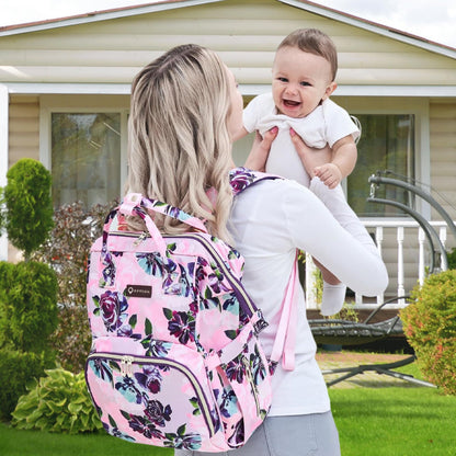 Diaper Bag Backpack for Dad and Mom with USB Charging Port Stroller Straps and Insulated Pocket,army military Travel Nappy Backpack for Daddy/Mommy (Black)