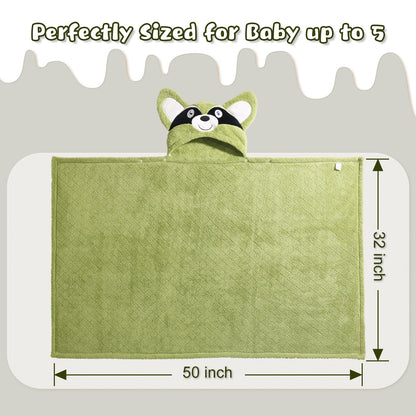 Hooded Baby Towels Boy for 0-6 Years, 50"x 32" Extra Large Toddler Bath Towels with Hood for Boys & Girls, 2-Pack Absorbent Thick Soft Gift for Kids Yellow Lion & Orange Monkey