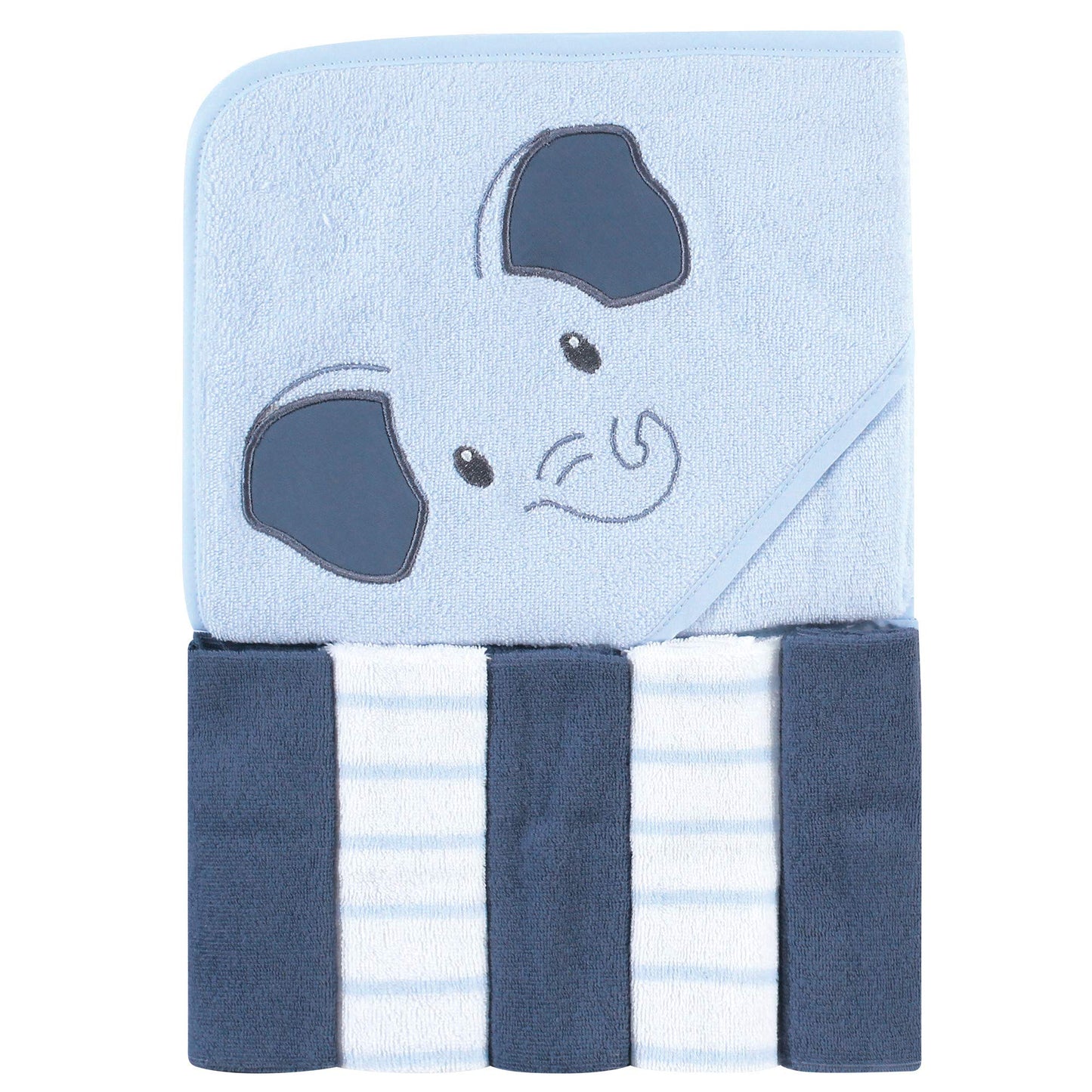 Hudson Baby Unisex Baby Hooded Towel and Five Washcloths, Modern Giraffe, One Size
