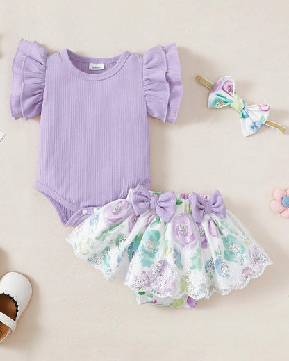 Mioglrie Preemie Clothes Girl Newborn Girl Outfits Infant Baby Girl Clothes Summer Romper Dress Shorts Set