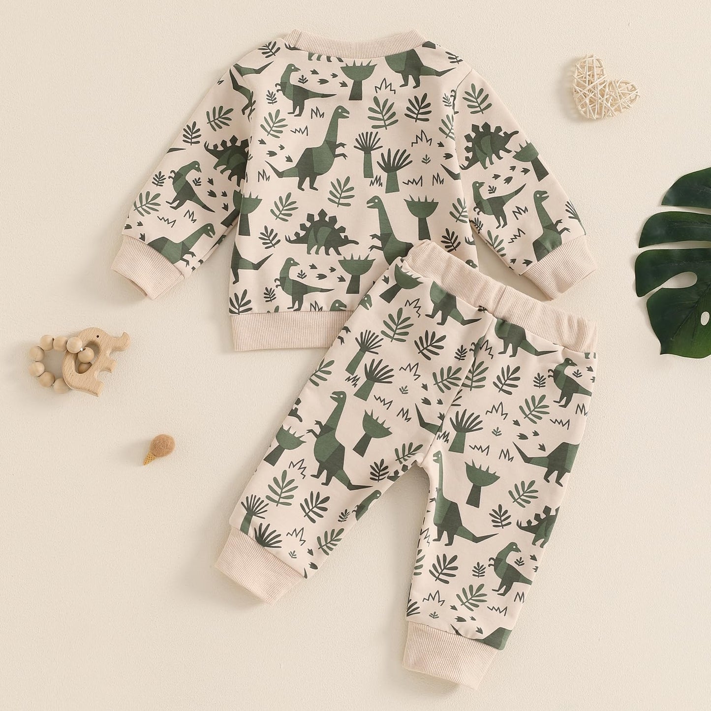 MA&BABY Toddler Boys Clothes Dinosaur Print 6 12 18 24 Months 3T 4T Outfits Long Sleeve Pullover Jogger Pant 2PC Sets