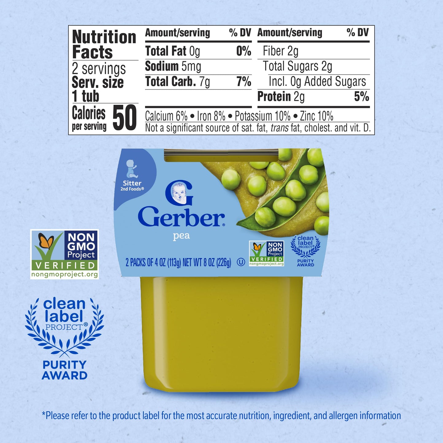 Gerber 2nd Food Baby Food Green Bean Puree, Natural & Non-GMO, 8 Ounce, 2 Count (Pack of 8)