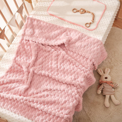 HOMRITAR Baby Blanket for Boys or Girls 3D Jacquard Fluffy Fuzzy Soft Warm Cozy Flannel Fleece Warm Blanket for Nursery, Stroller Toddler Bedding (30 x 40 Inch, Blue)