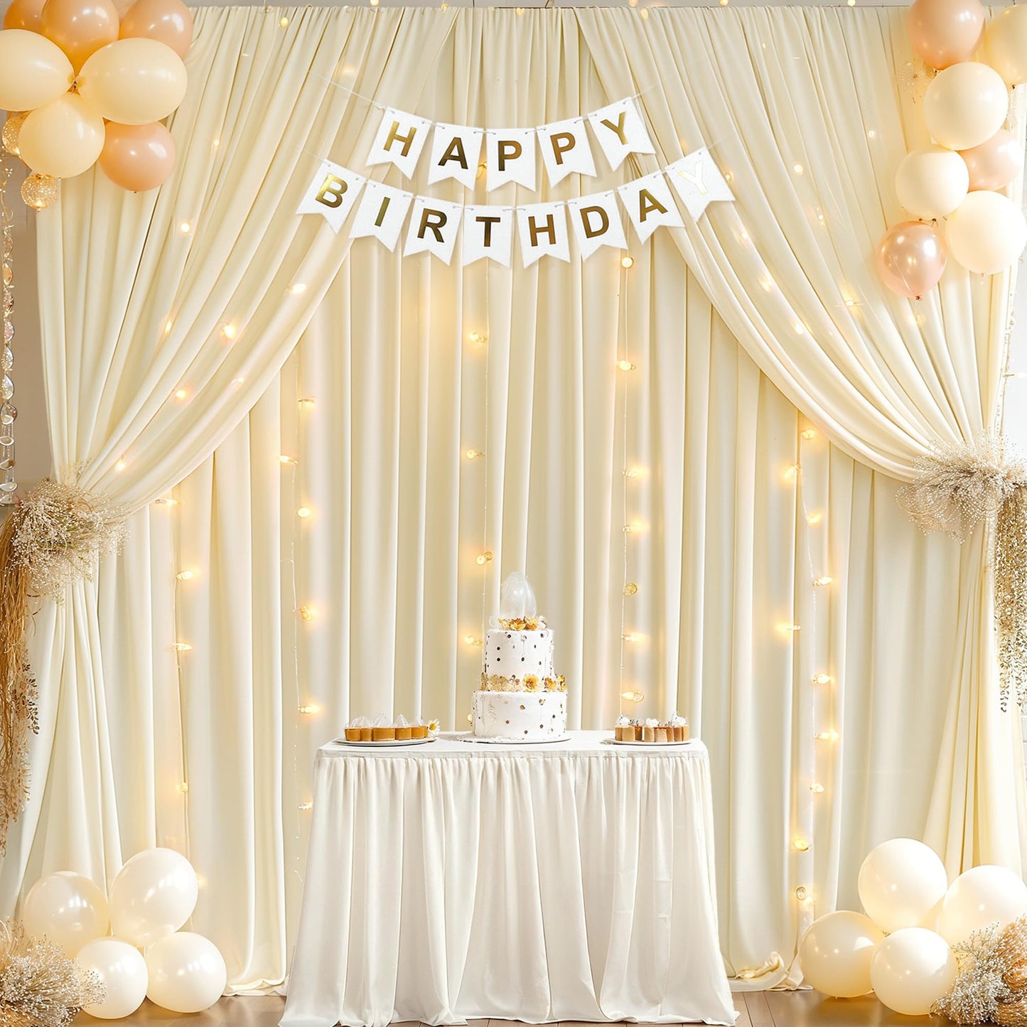 10x10ft Pink Backdrop Curtain with Lights String for Parties Wedding Wrinkle Free Soft Curtains Photo Backdrop Drapes for Girls Birthday Baby Shower Background Decorations 5x10ft, 2 Panels