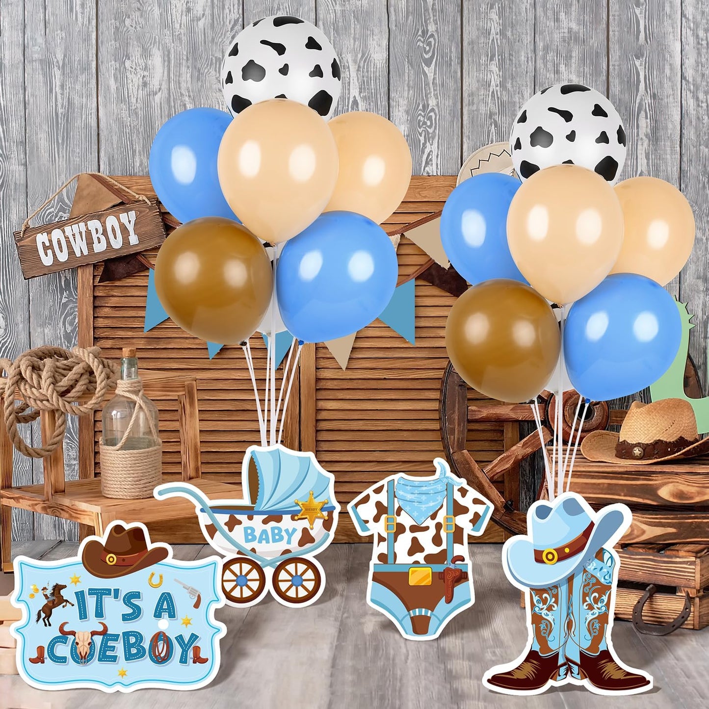 4 Sets Balloon Stand Kit for Table Bear Baby Shower Tables Centerpieces with Balloon Boy Baby Shower Decorations for Bear Theme Gender Reveal Birthday Party Table Decorations Supplies (Brown Bear, 4)