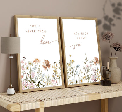 libitea 2 Pcs Wildflower Nursery Wall Art Flower Botanical Sentence Poster Painting Picture Wall Decor Boho Girl Nurseries PrintArtwork for Nursery Baby Room Living Room Bedroom Home Decoration