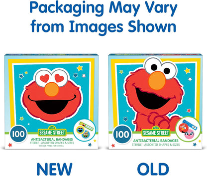 Sesame Street Kids Bandages, 100 CT | Great for Birthdays, Party Supplies Favors, Stickers, Stocking Stuffer or White Elephant Gift | Adhesive Bandages for Minor Cuts, Scrapes, Burns
