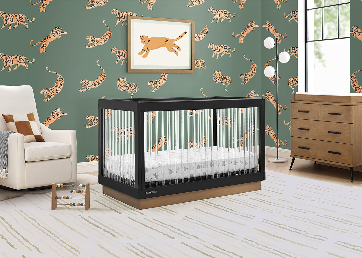 Delta Children James Acrylic 4-in-1 Convertible Crib - Greenguard Gold Certified, Midnight Grey/Acorn