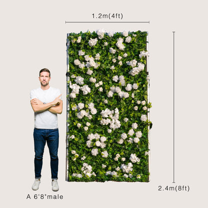 Artificial Luxury‌ Flower Wall Panels, Gorgeous 3D Silk Floral Backdrop for Wedding, Baby Show, Party and Home Decor, Quick Assembly/Storage, Eco ＆ Pet Friendly, 2 pcs, Each Panel 2*8 ft.