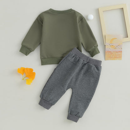 MA&BABY Toddler Boys Clothes Dinosaur Print 6 12 18 24 Months 3T 4T Outfits Long Sleeve Pullover Jogger Pant 2PC Sets
