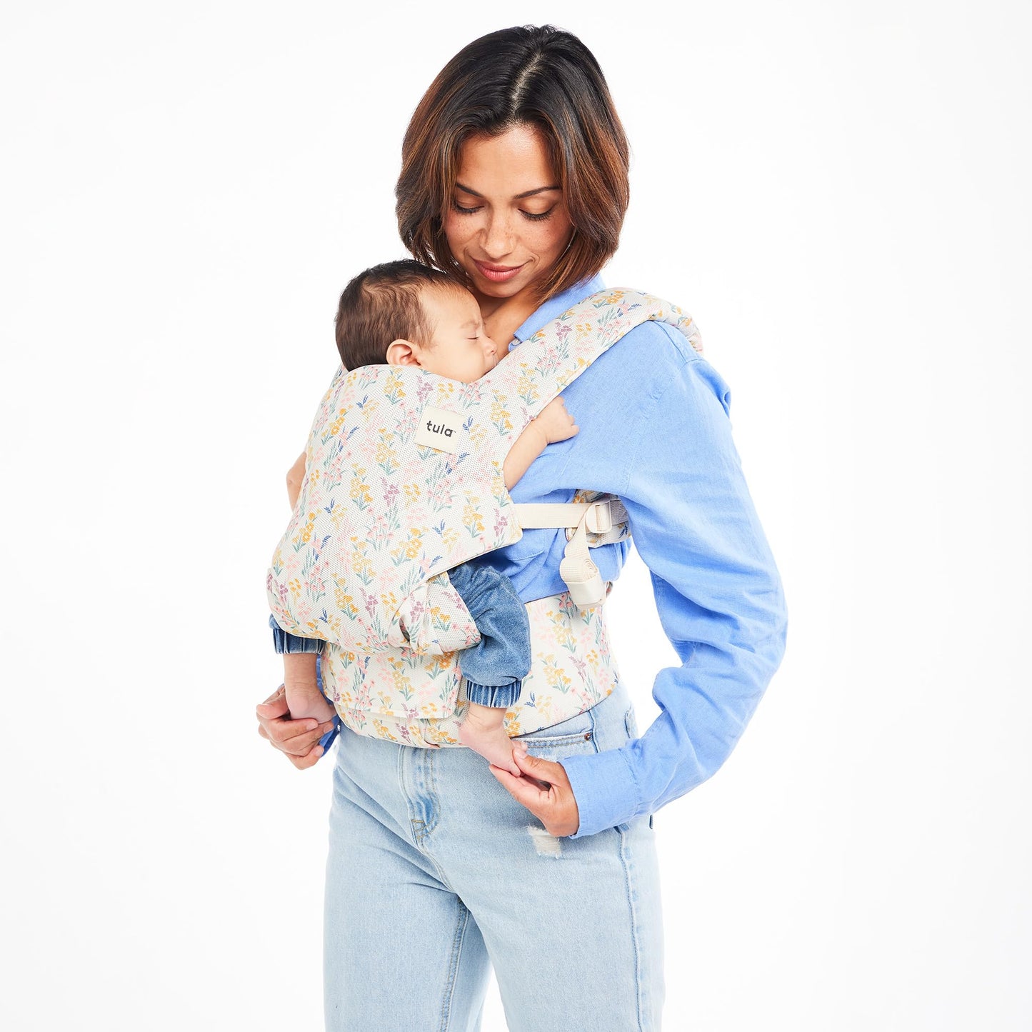 Baby Tula Explore Linen Baby Carrier 7 – 45 lb, Adjustable Newborn to Toddler Carrier, Multiple Ergonomic Positions Front and Back, Breathable and [Natural – Explore + Linen, Ash