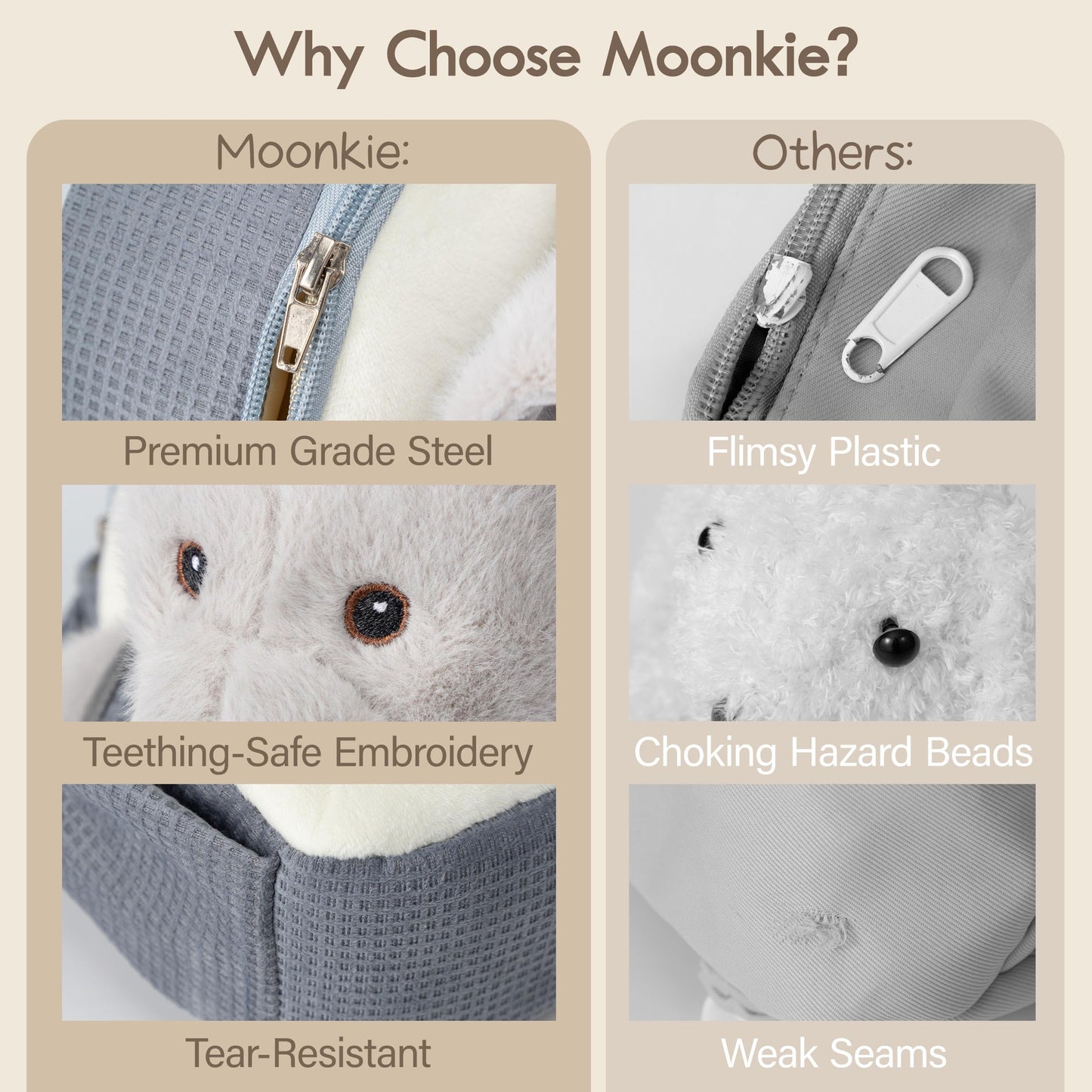 Moonkie Hug & Go™ Reindeer Toddler Backpack – Soft Plush Bag with Take-Along Toy for Kids Aged 2–4 | Ideal for Daycare | Travel & Birthday Gifts