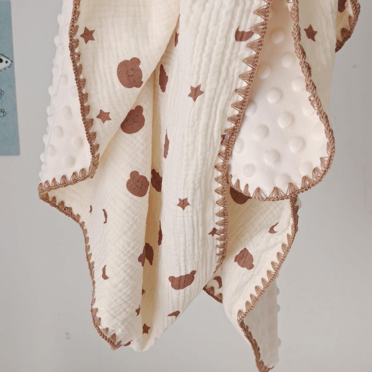 Baby Soft Muslin Thick Blanket Cotton and Dotted Backing Double Layer Receiving Blanket 40"x40" Bunny
