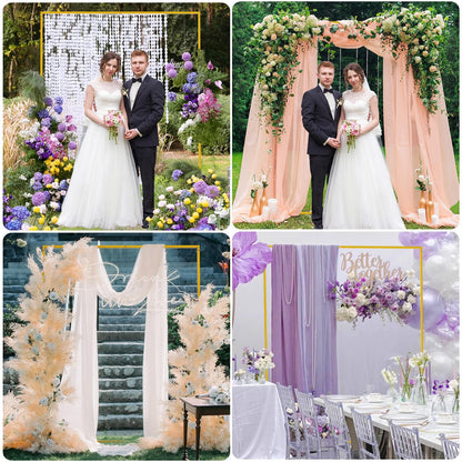 Wokceer Wedding Arch Backdrop Stand Square 6.6FTx6.6FT Gold Metal Balloon Arch Stand Garden Arbor Backdrop Frame for Wedding Birthday Party Baby Shower Photo Booth Background Decoration