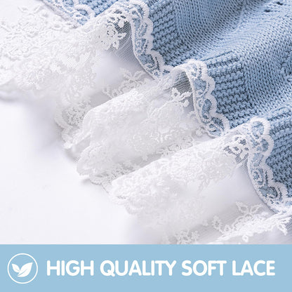 Booulfi Knit White Baby Blankets Neutral,Crib Stroller Newborn Blankets for Boys Girls,Cotton Lace Crochet Winter Blanket Nursery Blanket New Baby Essentials, 38X39