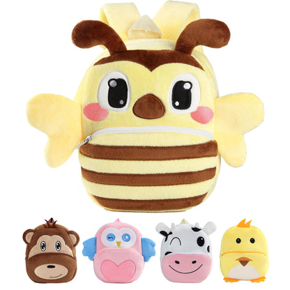 MICHLEY Toddler Backpack Plush Animal SchoolBag Cartoon Girls Travel Bag Mini Baby Daypack for Kids Kindergarten Pre School Bags, Cow