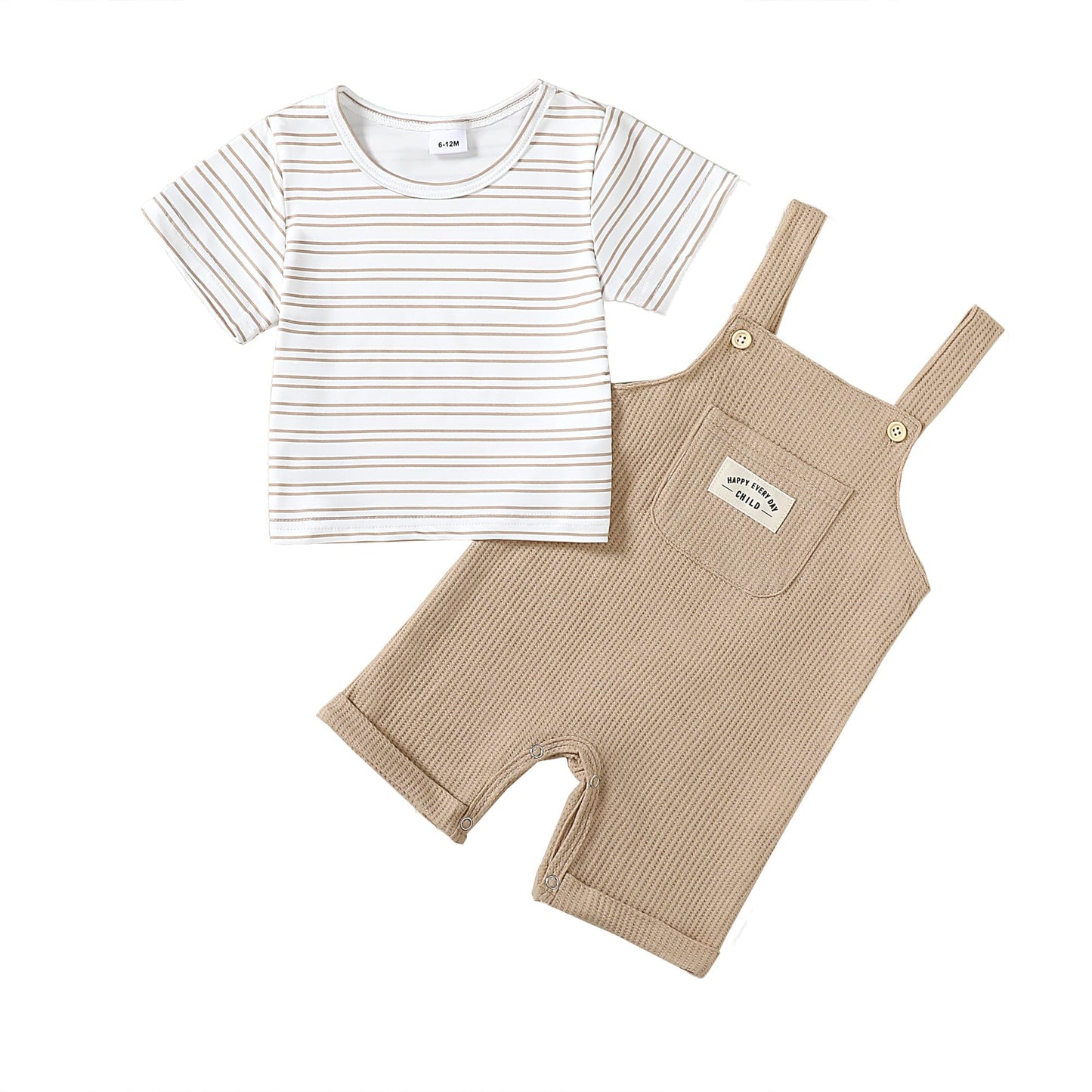 ZOEREA Toddler Baby Boys Clothes Summer Outfit Stripe T-Shirt and Shortall Romper Set Cute Jumpsuit Solid Color 6M-4T