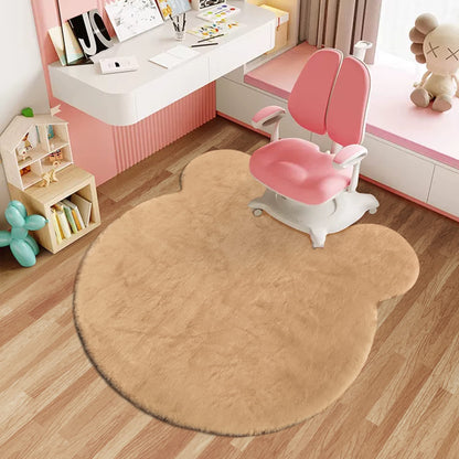 Cute Rugs for Bedroom Aesthetic 2 x 2 Feet Soft Fluffy Area Kids Rug for Nursery Faux Rabbit Fur Rug Bear Carpet Teen Girls Room Home Decor