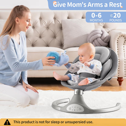 LAREX Baby Swing Infant Swing Electric Toddler Baby Rocker Portable for Newborn Boy Girl, 5 Sway Speeds with Remote Control, 10 Preset Melodies and Bluetooth, 0-6 Months Max 20 Lbs (Pink)