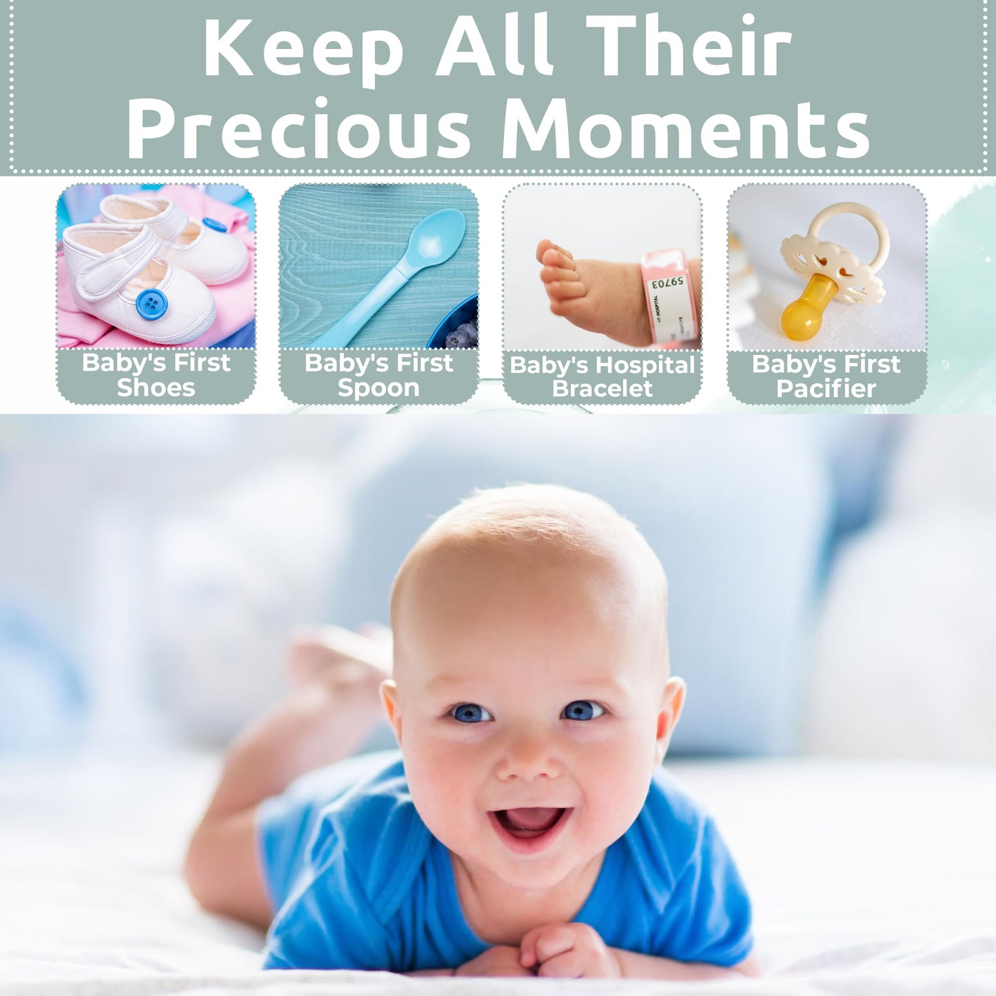 VOTUM Baby Keepsake Box for Treasured Memories, Fairytale - Lightweight, Handcrafted Baby Boxes with 9 Labeled Compartments for First Memories - Gender Neutral Baby Shower Gifts for Girls, Boys