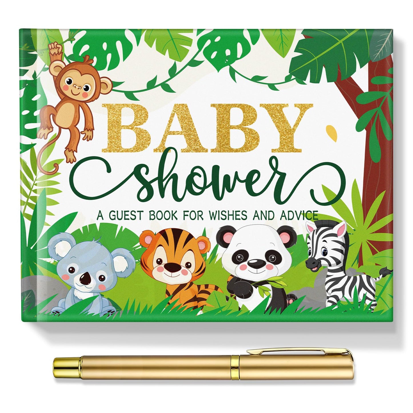 27 Pcs Butterfly Floral Baby Shower Guest Book Set Baby Shower Sign in Guest Floral Book Place Table Cards with Gold Pen Adhesive Photo Corner for Birthday Party
