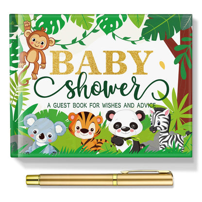 27 Pcs Butterfly Floral Baby Shower Guest Book Set Baby Shower Sign in Guest Floral Book Place Table Cards with Gold Pen Adhesive Photo Corner for Birthday Party