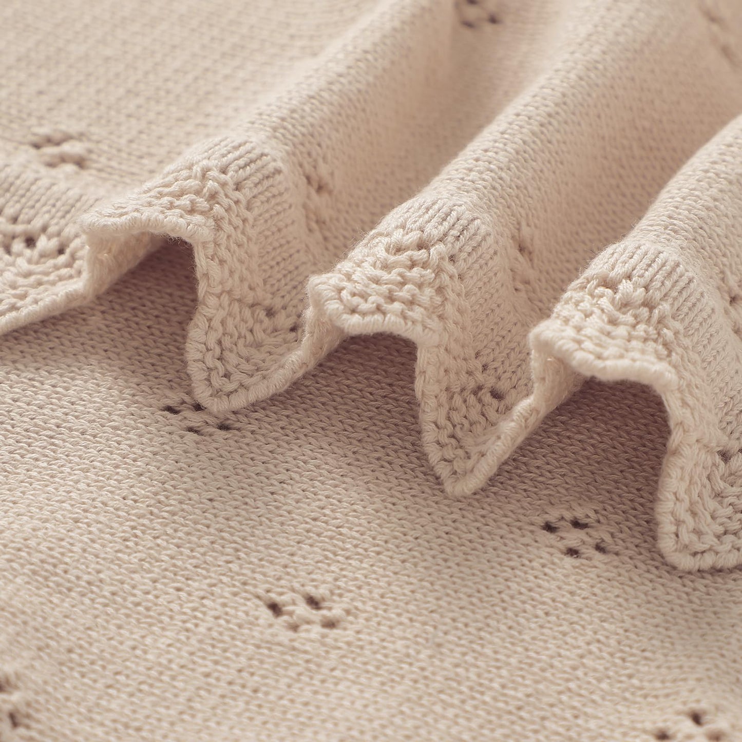 mimixiong Cotton Baby Blanket Knitted Crochet Receiving Crib Nursery Swaddling Blankets for Newborn Baby Boy Girl Off White 30x40 Inch