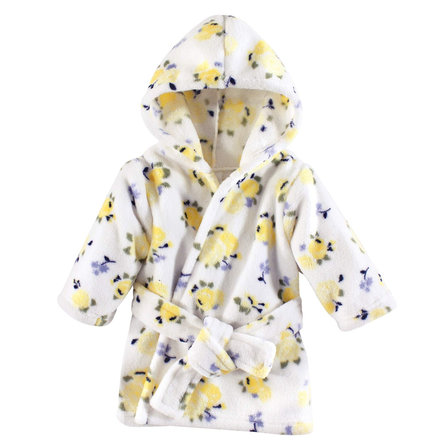 Luvable Friends Unisex Baby Plush Bathrobe, Floral, 0-9M