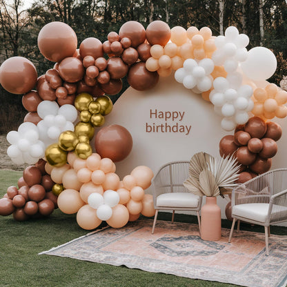 Ivory White Balloon Arch Kit,Boho Balloon Garland with Pastel Orange Cream Beige Champagne Gold White Sand Balloons for Neutral Baby Shower Wedding Boho Bridal Party Decorations