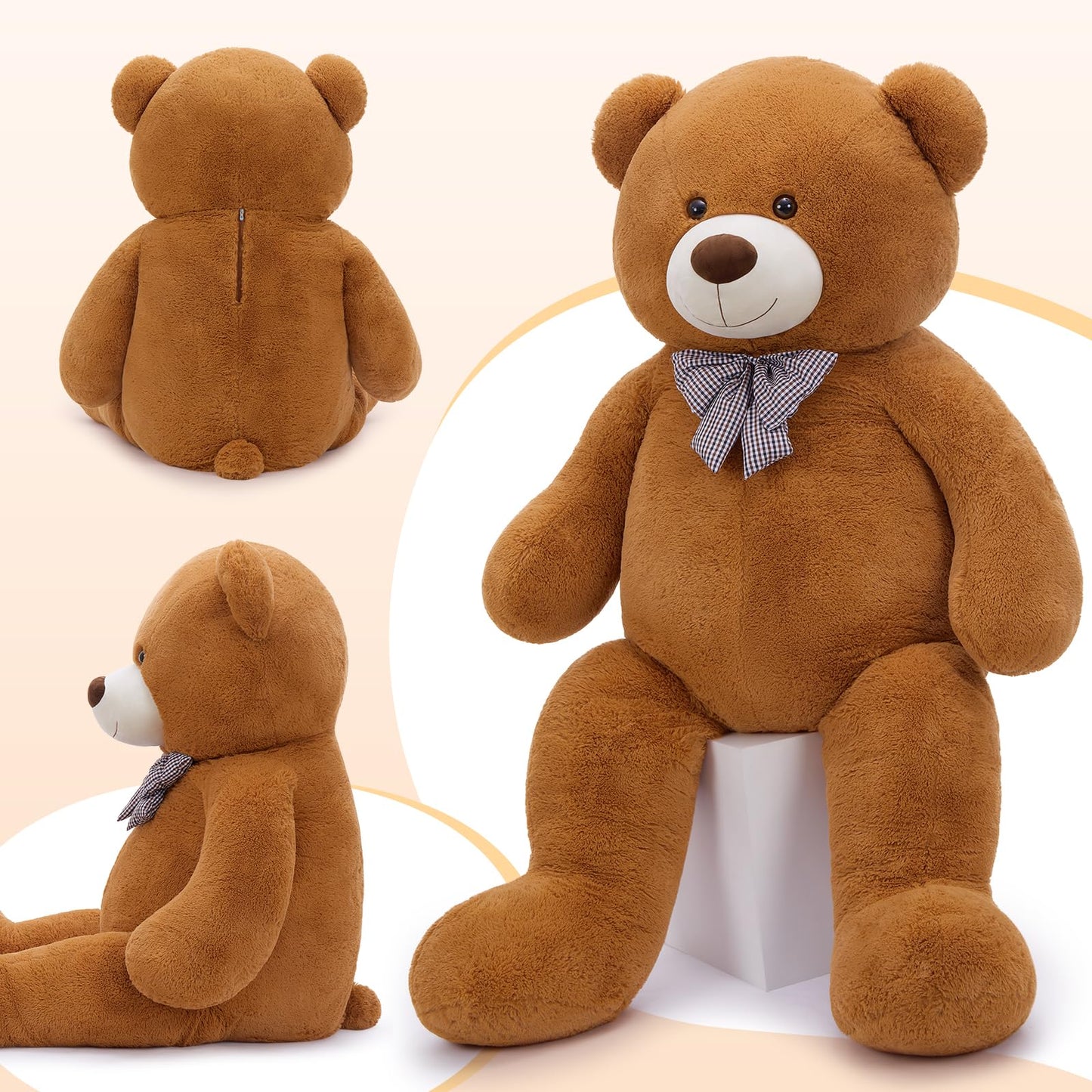 MaoGoLan Giant Big Teddy Bear 4 Feet 47 inch Life Size Tan Plush Bear Brown Stuffed Animal for Children Boyfriend