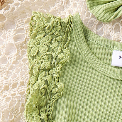 Baby Girl Clothes Newborn Romper Dress Infant Lace Ruffle Sleeveless Summer Outfits with Headband 0-12 Months