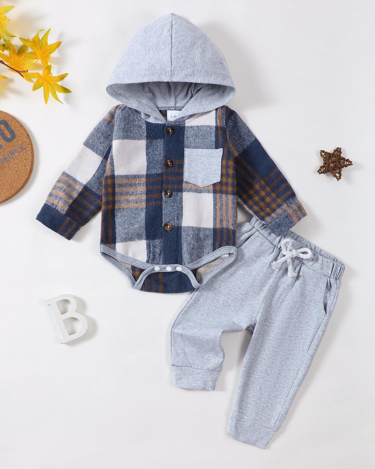 Renotemy Newborn Baby Boy Clothes Infant Boy Outfits Baby Hoodie Romper Fall Winter 0 3 6 9 12 18 Months Baby Clothes for Boy